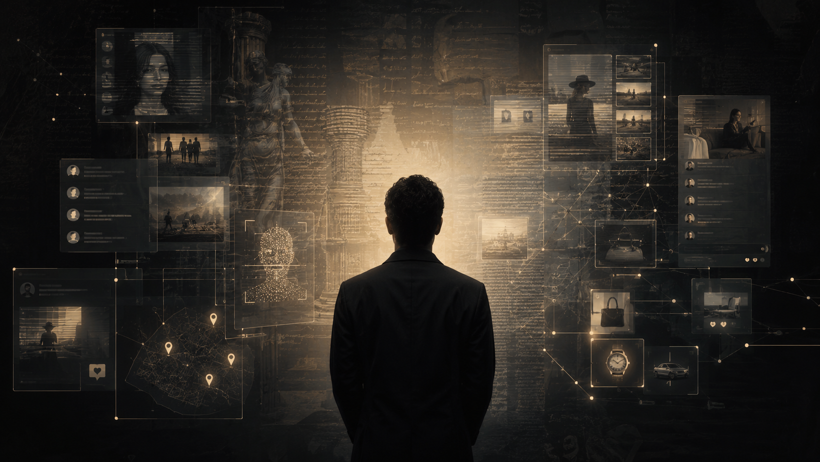 Surveillance capitalism and data privacy illustration